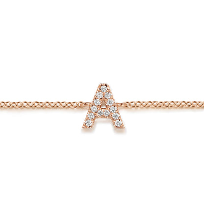 14K Pink Gold Diamond A Initial Chain Bracelet — Gabriel & Co. TB5215A-K45JJ