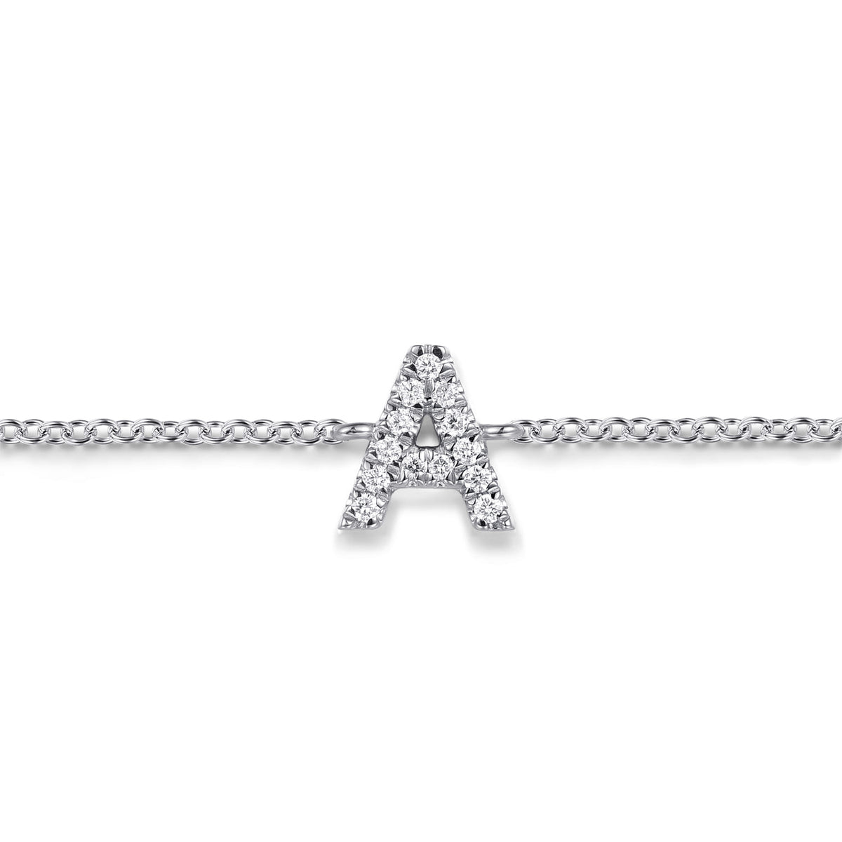 14K White Gold Diamond A Initial Chain Bracelet — Gabriel & Co. TB5215A-W45JJ