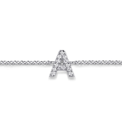 14K White Gold Diamond A Initial Chain Bracelet — Gabriel & Co. TB5215A-W45JJ