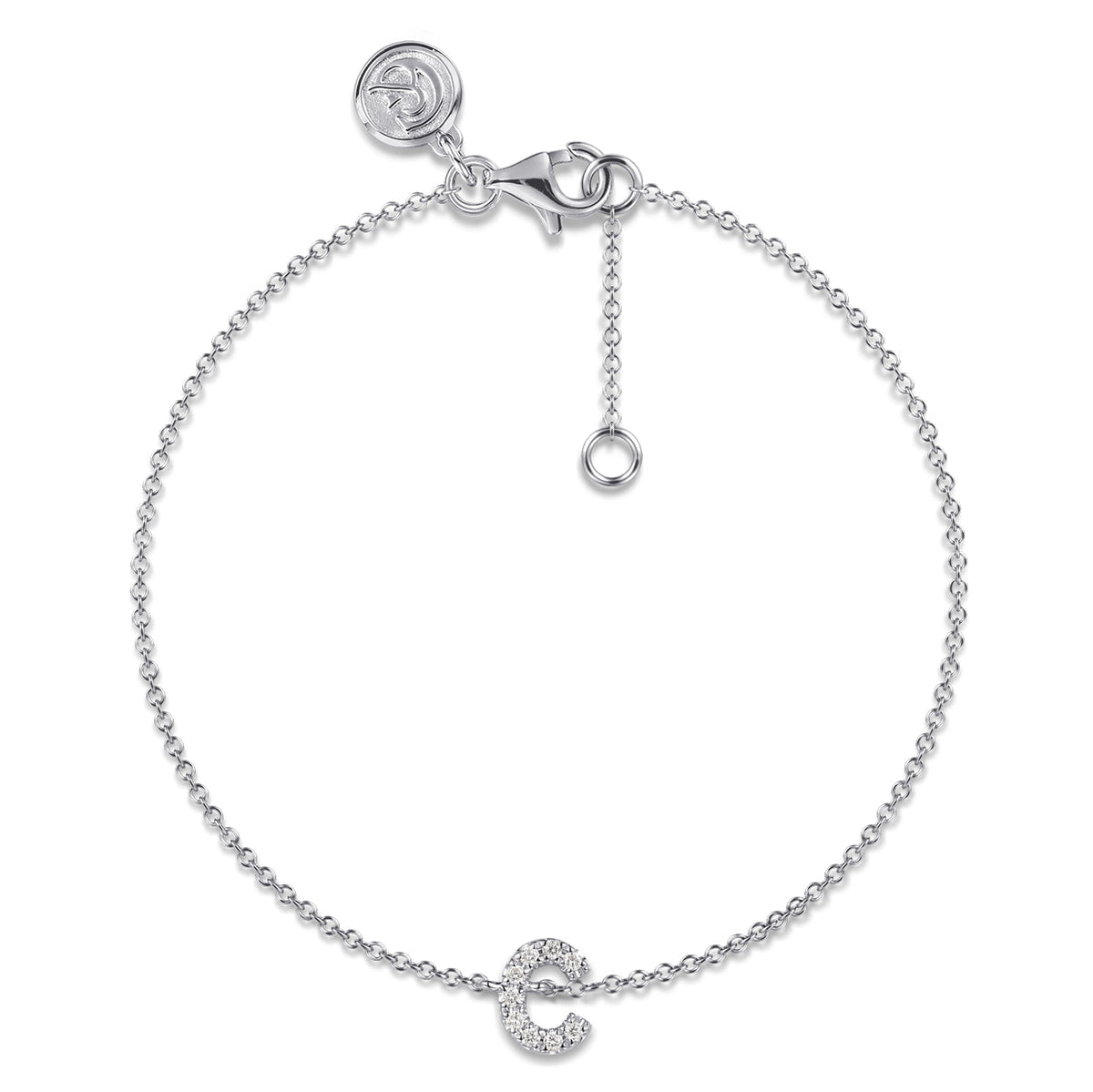 14K White Gold Diamond C Initial Chain Bracelet — Gabriel & Co. TB5215C-W45JJ