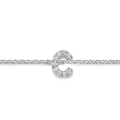 14K White Gold Diamond C Initial Chain Bracelet — Gabriel & Co. TB5215C-W45JJ