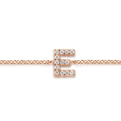 14K Pink Gold Diamond E Initial Chain Bracelet — Gabriel & Co. TB5215E-K45JJ