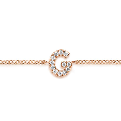 14K Pink Gold Diamond G Initial Chain Bracelet — Gabriel & Co. TB5215G-K45JJ