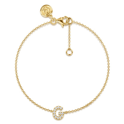 14K Yellow Gold Diamond G Initial Chain Bracelet — Gabriel & Co. TB5215G-Y45JJ