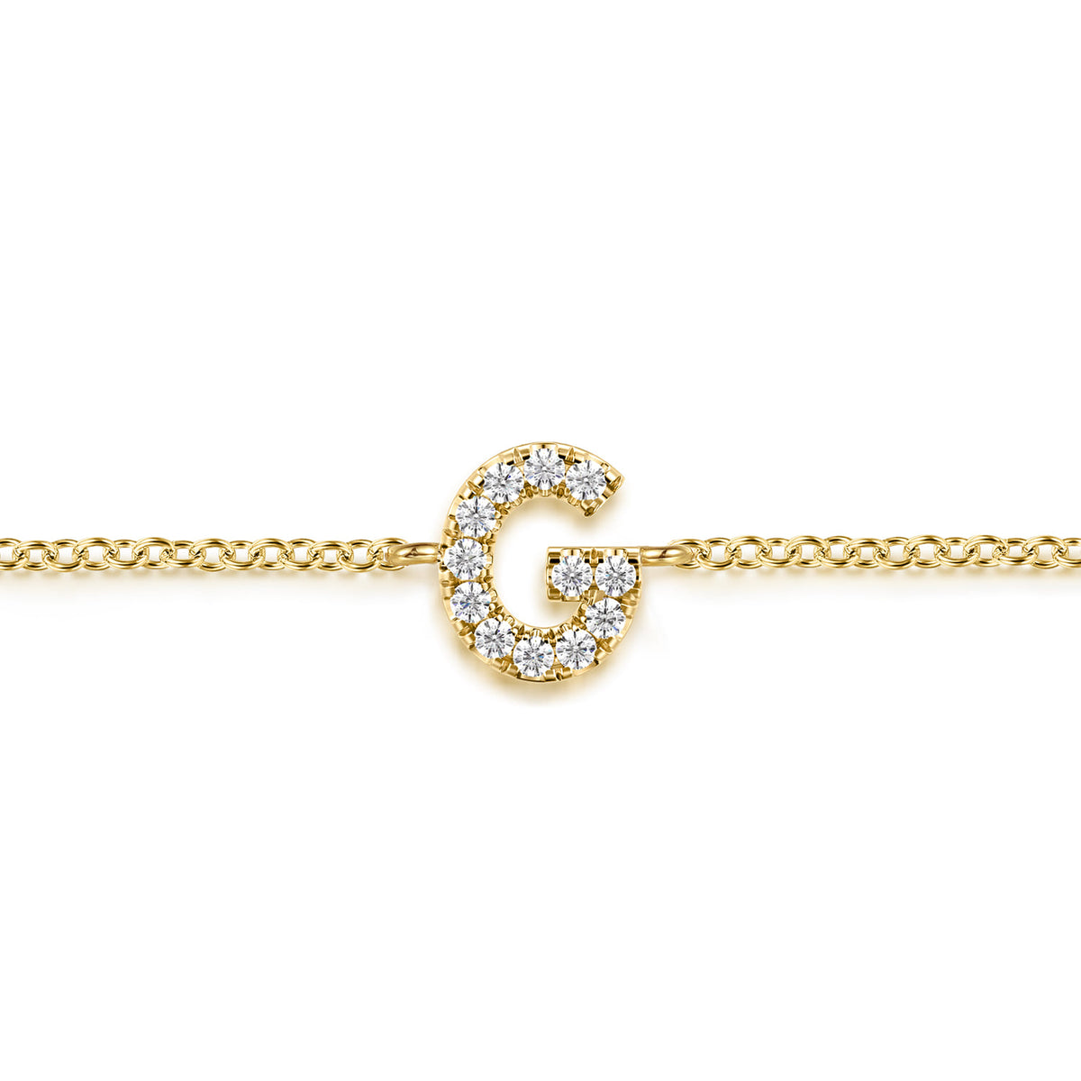 14K Yellow Gold Diamond G Initial Chain Bracelet — Gabriel & Co. TB5215G-Y45JJ