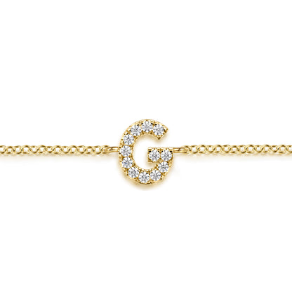 14K Yellow Gold Diamond G Initial Chain Bracelet — Gabriel & Co. TB5215G-Y45JJ