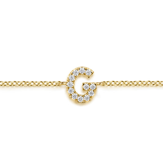14K Yellow Gold Diamond G Initial Chain Bracelet — Gabriel & Co. TB5215G-Y45JJ
