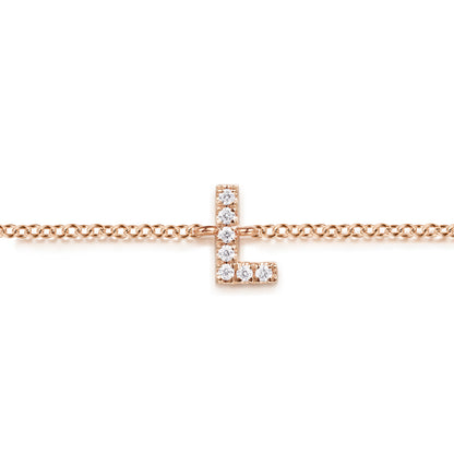 14K Pink Gold Diamond L Initial Chain Bracelet — Gabriel & Co. TB5215L-K45JJ