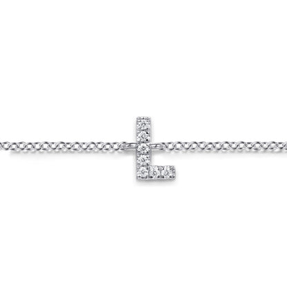 14K White Gold Diamond L Initial Chain Bracelet — Gabriel & Co. TB5215L-W45JJ