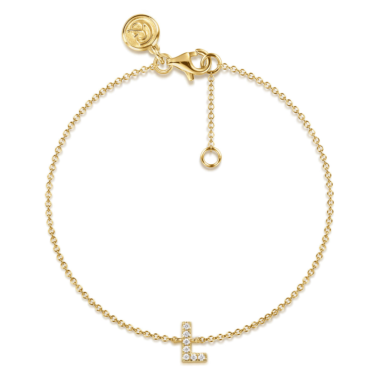 14K Yellow Gold Diamond L Initial Chain Bracelet — Gabriel & Co. TB5215L-Y45JJ
