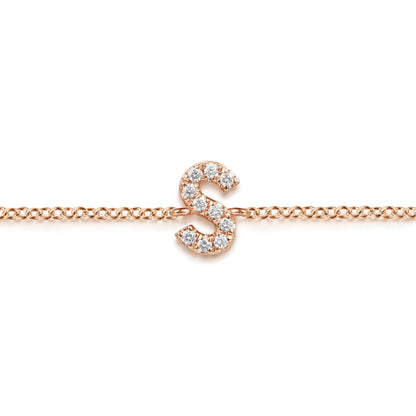 14K Pink Gold Diamond S Initial Chain Bracelet — Gabriel & Co. TB5215S-K45JJ