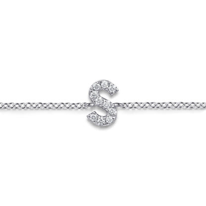 14K White Gold Diamond S Initial Chain Bracelet — Gabriel & Co. TB5215S-W45JJ