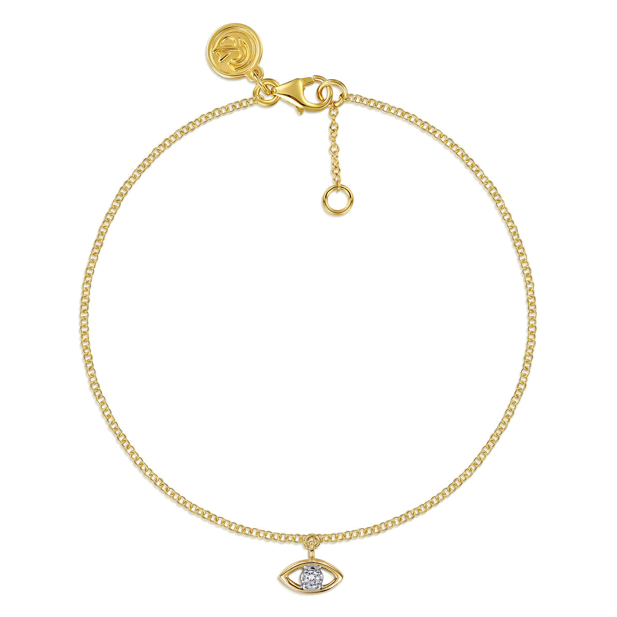 14K White and Yellow Gold Diamond Evil Eye Charm Bracelet — Gabriel & Co. TB5309M45JJ