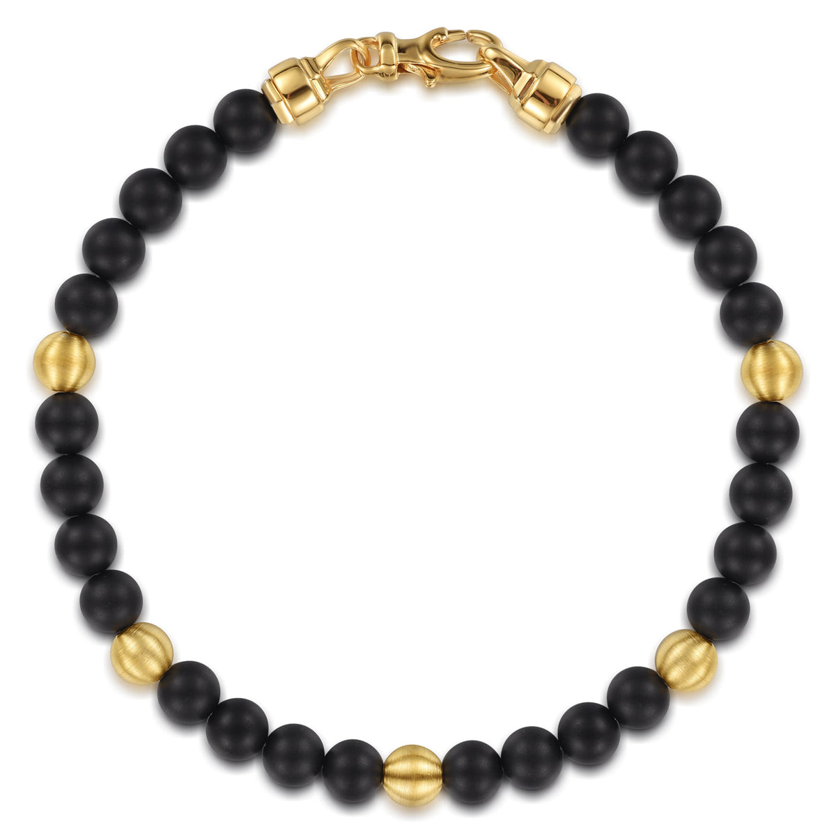 14K Yellow Gold and 6mm Black Titanium Sandblast Men's Beaded Bracelet — Gabriel & Co. TBM2214TIY4JJJ