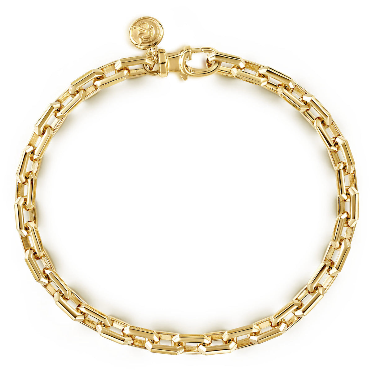 5.50mm 14K Yellow Gold Men's Solid Faceted Link Chain Bracelet — Gabriel & Co. TBM4516Y4JJJ