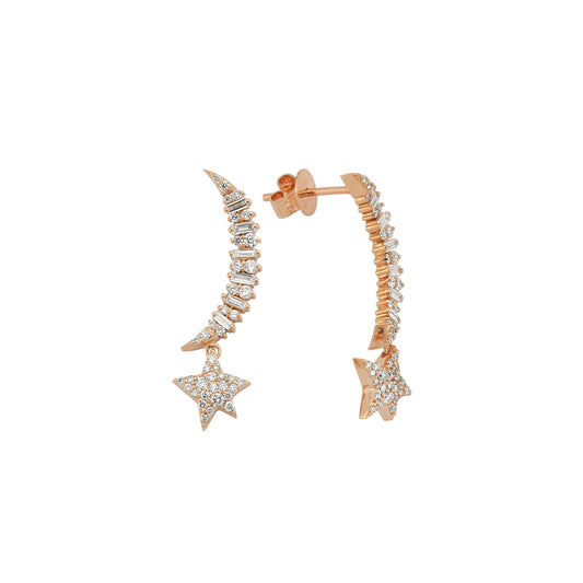 Bee Goddess Sirius Star Gold Diamond Earrings