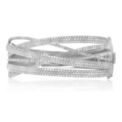Overlapping White Diamond Pave Bangle — view 1