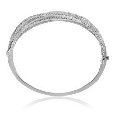 Overlapping White Diamond Pave Bangle — view 2