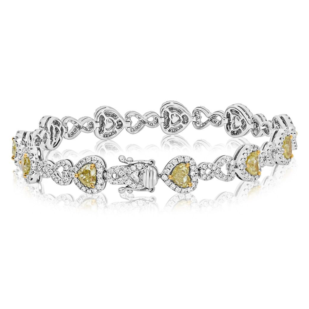 Heart Shape Fancy Yellow Bracelet — view 2