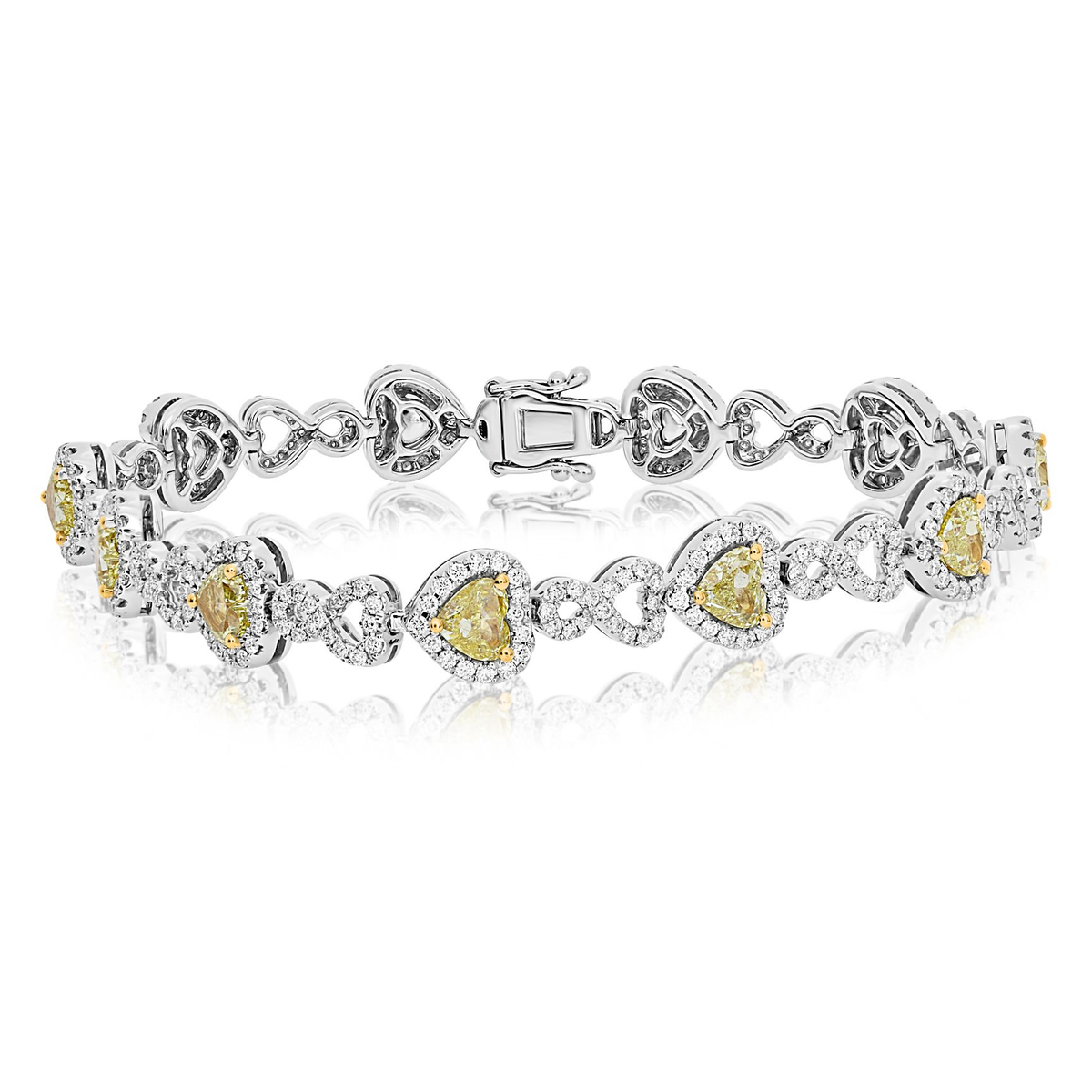 Heart Shape Fancy Yellow Bracelet — view 3