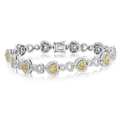Heart Shape Fancy Yellow Bracelet — view 3
