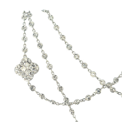 18k White Gold 18ctw Diamond Multi Clovers Necklace
