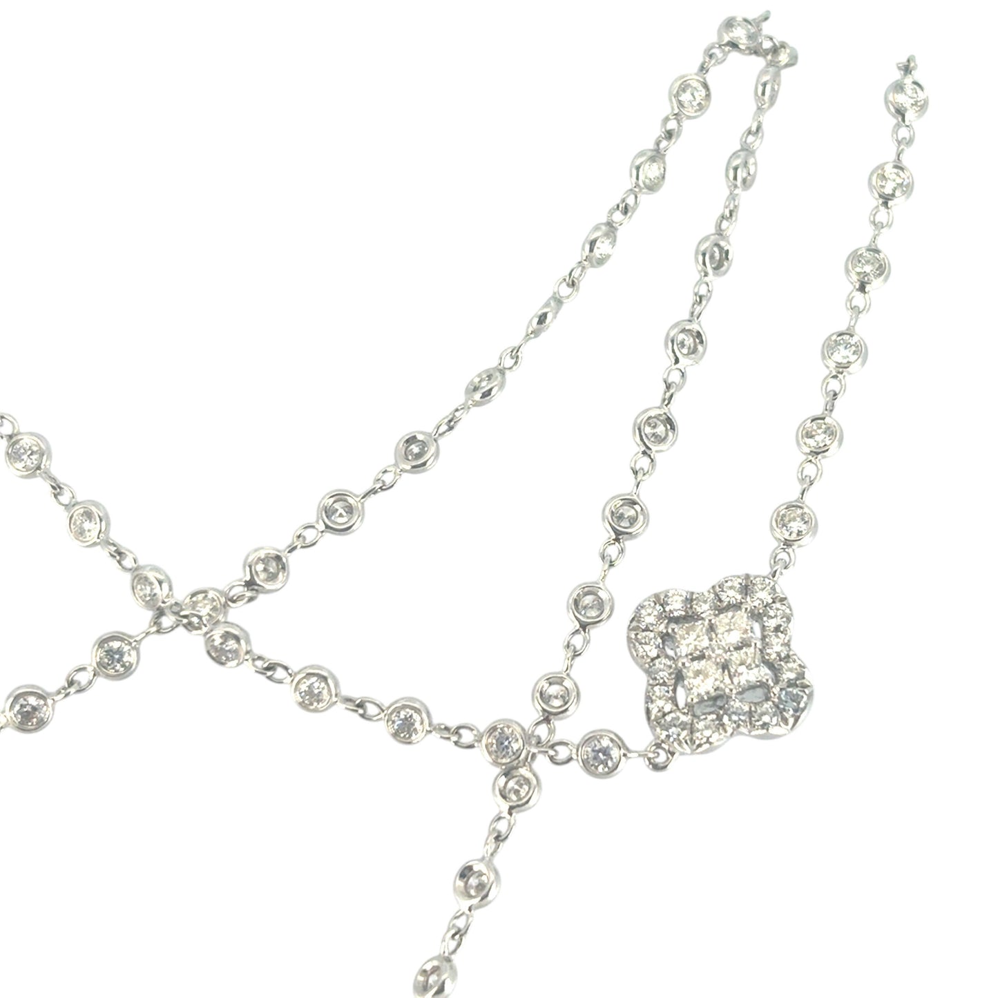 18k White Gold 18ctw Diamond Multi Clovers Necklace