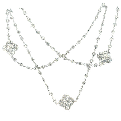18k White Gold 18ctw Diamond Multi Clovers Necklace
