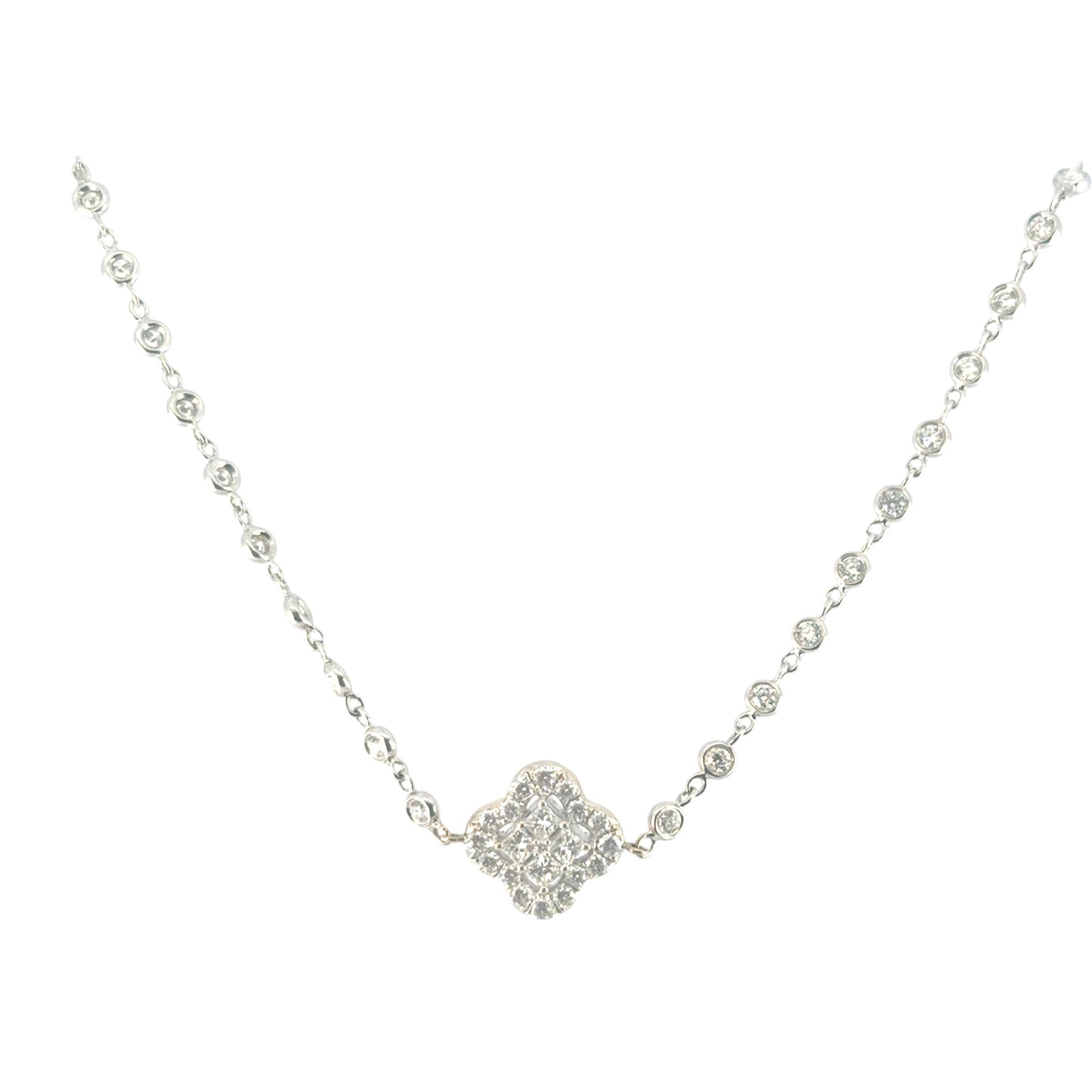 18k White Gold 18ctw Diamond Multi Clovers Necklace