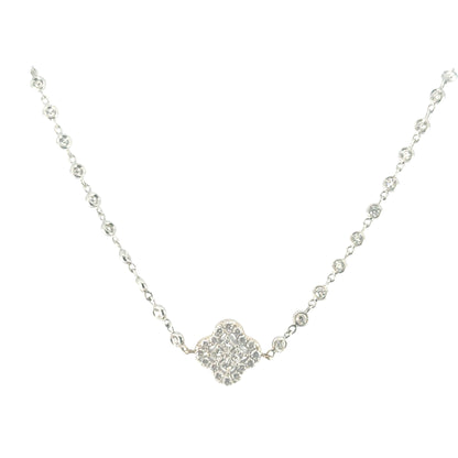 18k White Gold 18ctw Diamond Multi Clovers Necklace