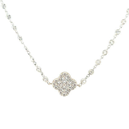 18k White Gold 18ctw Diamond Multi Clovers Necklace