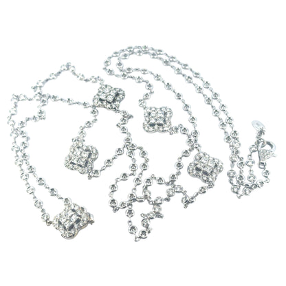 18k White Gold 18ctw Diamond Multi Clovers Necklace