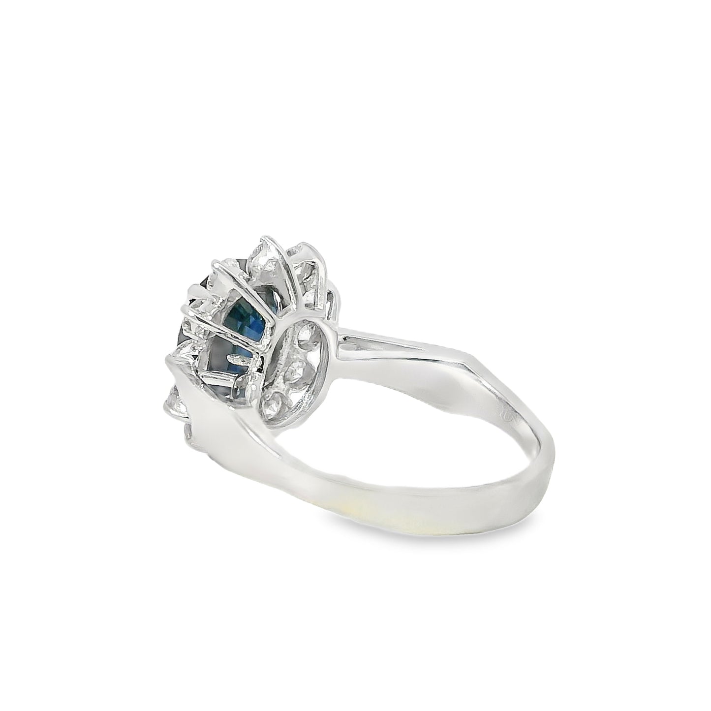 14k White Gold 0.60ctw Oval Blue Sapphire 0.40ctw Natural Diamond Ring