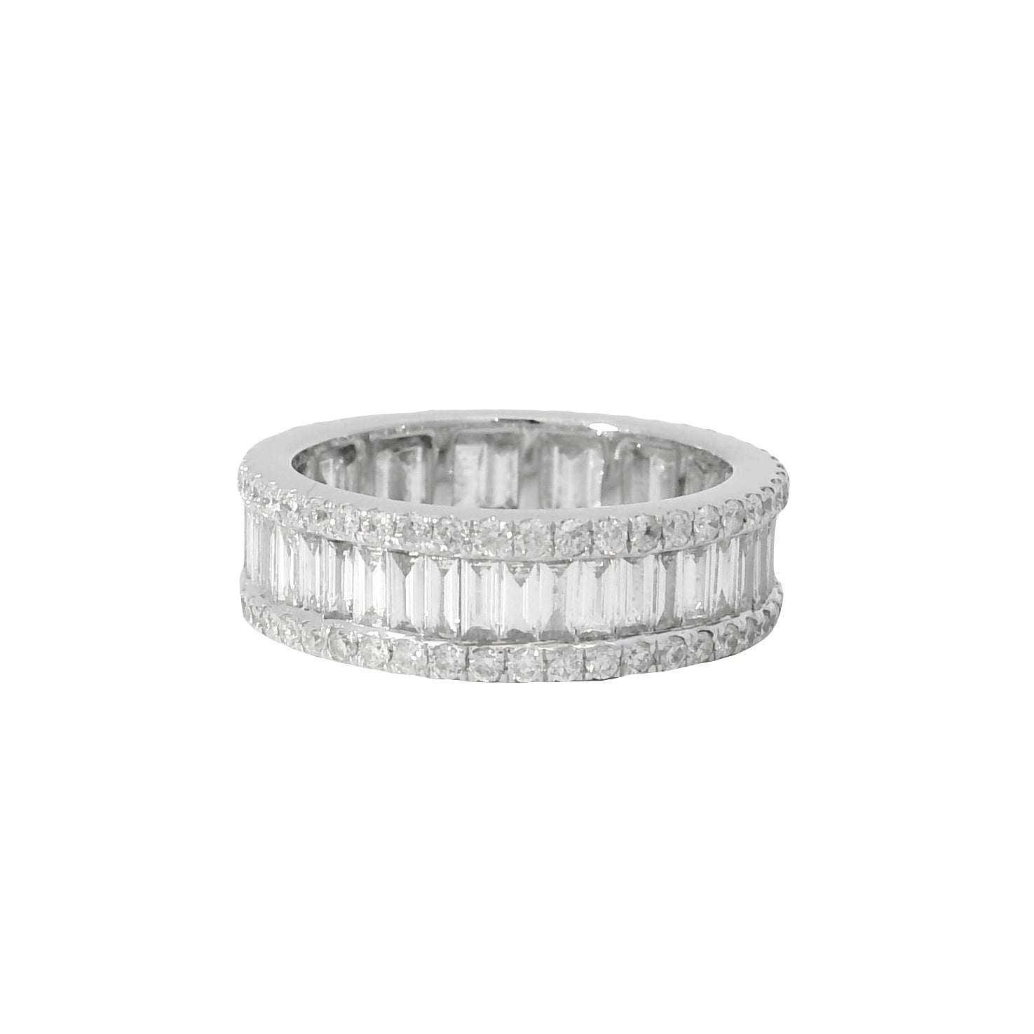 14k White Gold 3.21ctw Mixed Cut Diamond Eternity Band