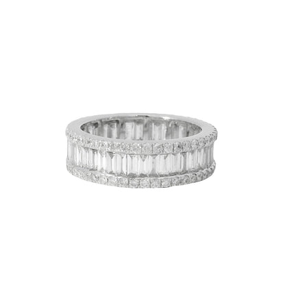 14k White Gold 3.21ctw Mixed Cut Diamond Eternity Band