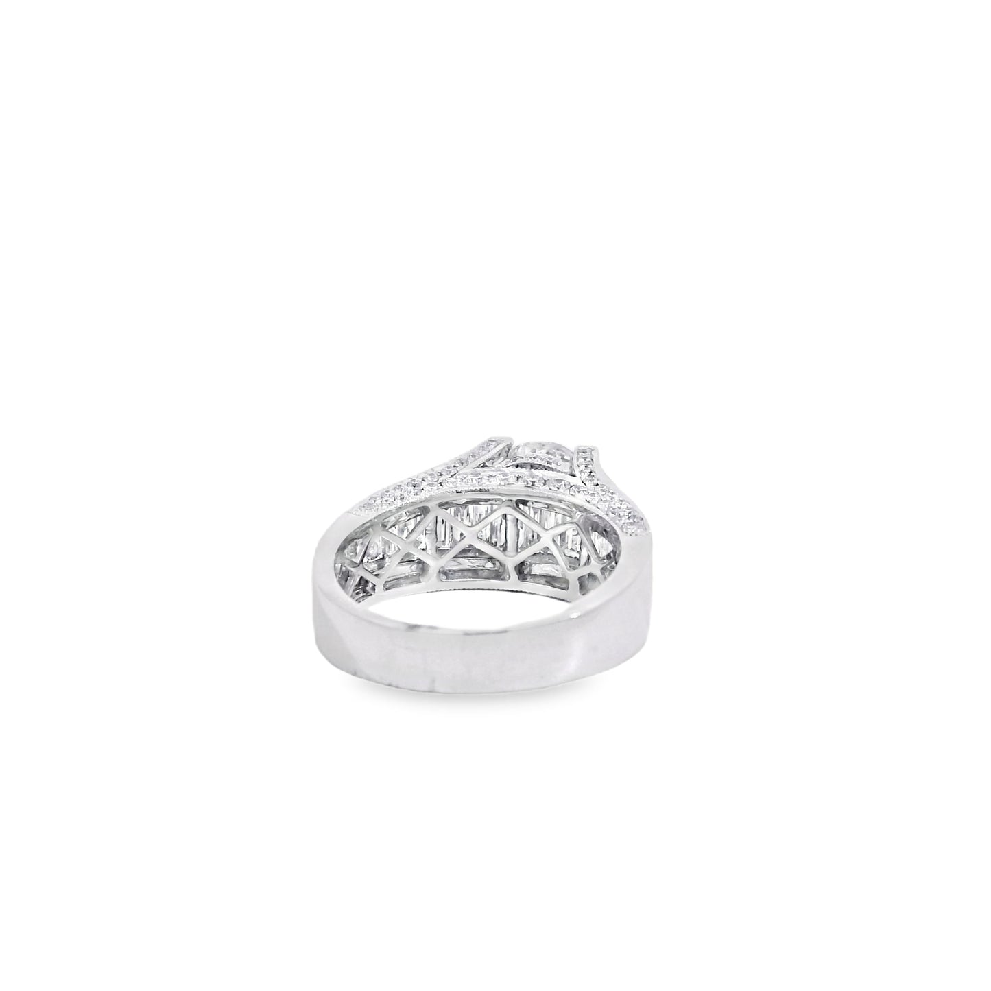 14k White Gold 1.67ct Round Brilliant and Baguette Diamond Engagement Ring