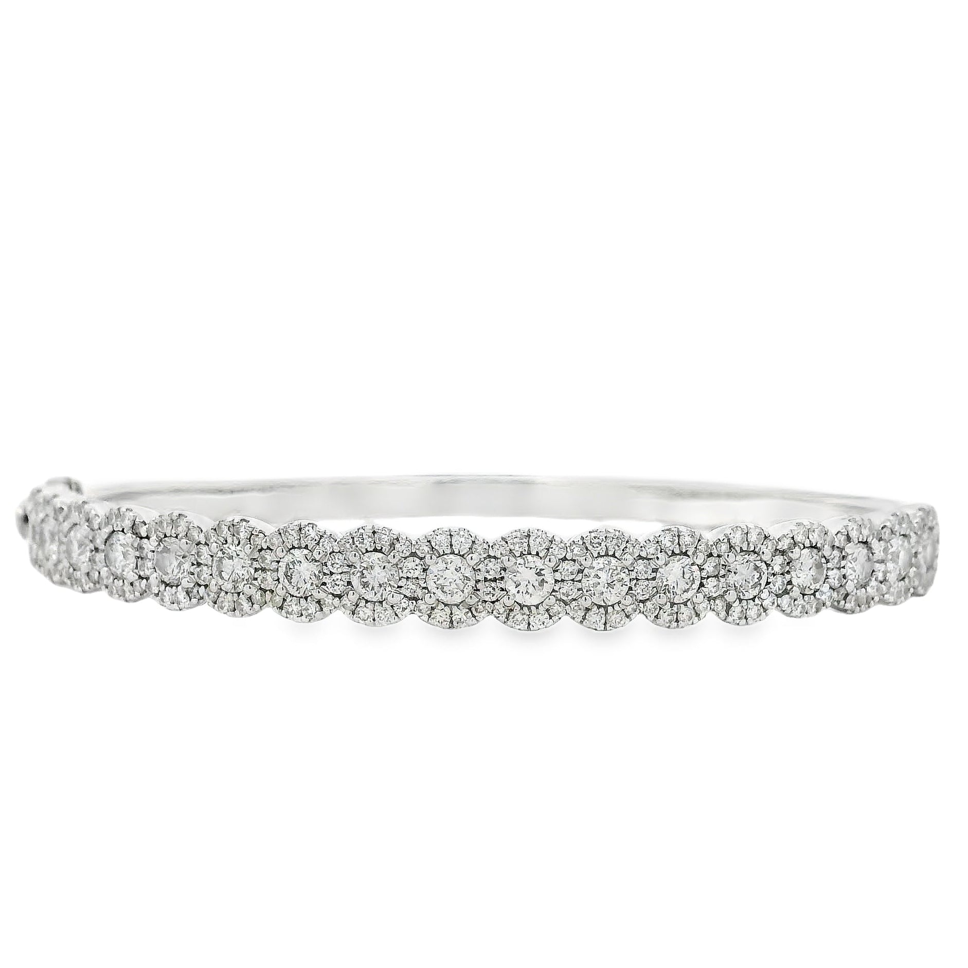 14k White Gold 2.79ctw Round Diamond Bangle Bracelet