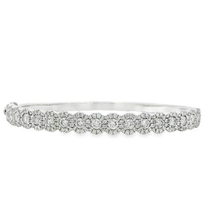 14k White Gold 2.79ctw Round Diamond Bangle Bracelet