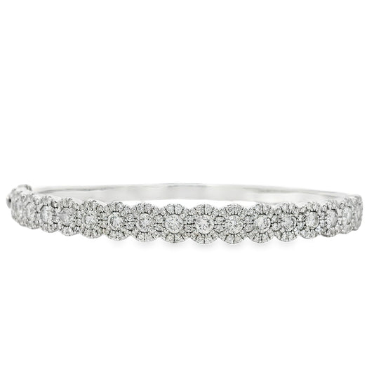 14k White Gold 2.79ctw Round Diamond Bangle Bracelet