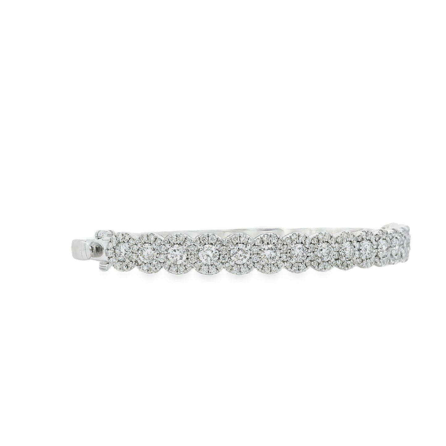 14k White Gold 2.79ctw Round Diamond Bangle Bracelet