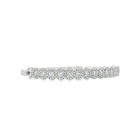 14k White Gold 2.79ctw Round Diamond Bangle Bracelet