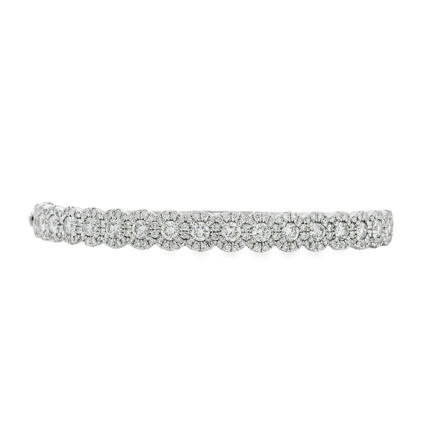 14k White Gold 2.79ctw Round Diamond Bangle Bracelet