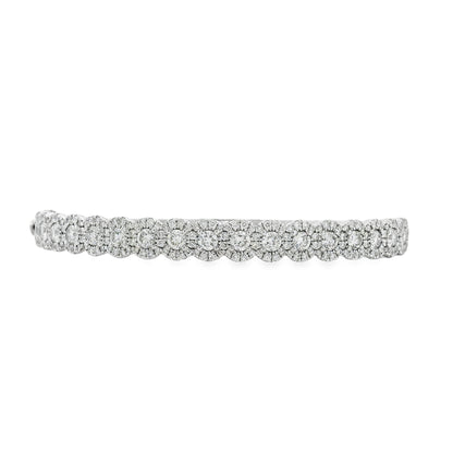 14k White Gold 2.79ctw Round Diamond Bangle Bracelet