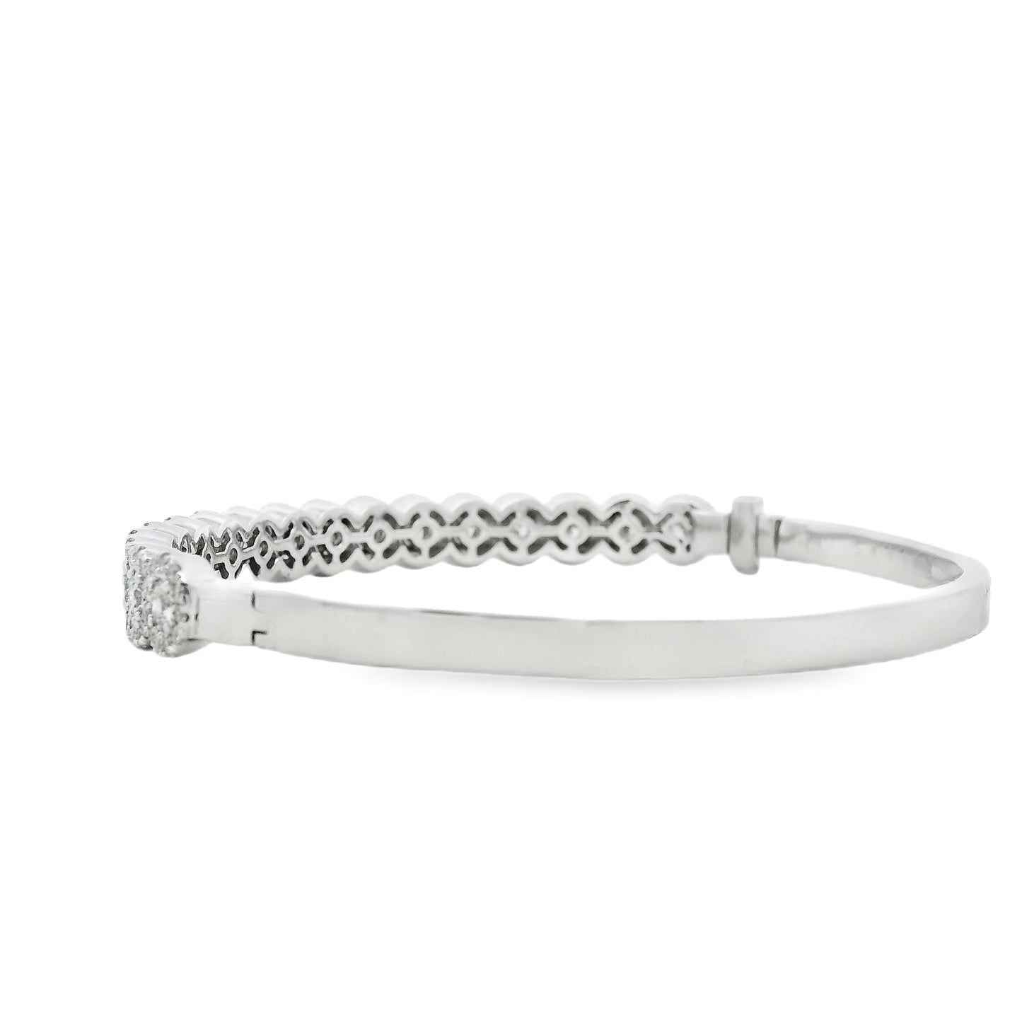 14k White Gold 2.79ctw Round Diamond Bangle Bracelet