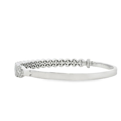 14k White Gold 2.79ctw Round Diamond Bangle Bracelet