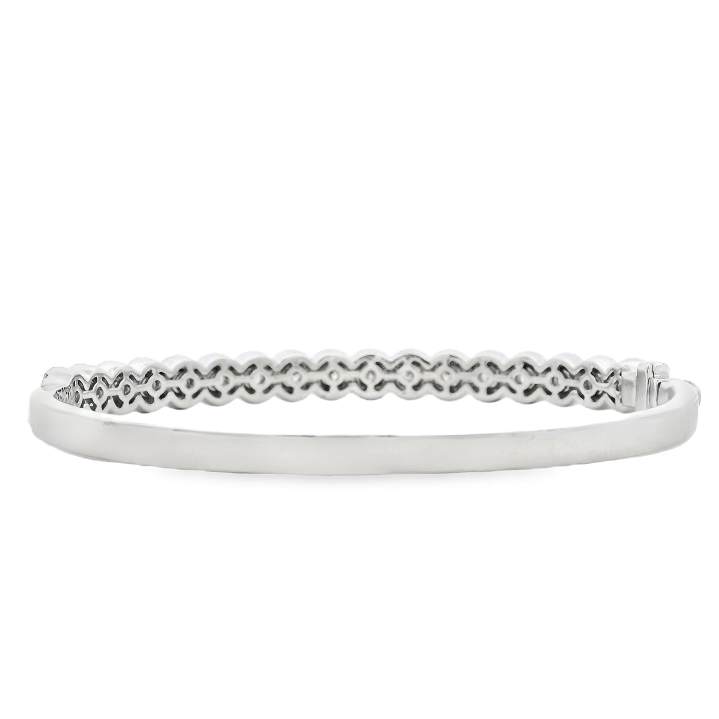 14k White Gold 2.79ctw Round Diamond Bangle Bracelet
