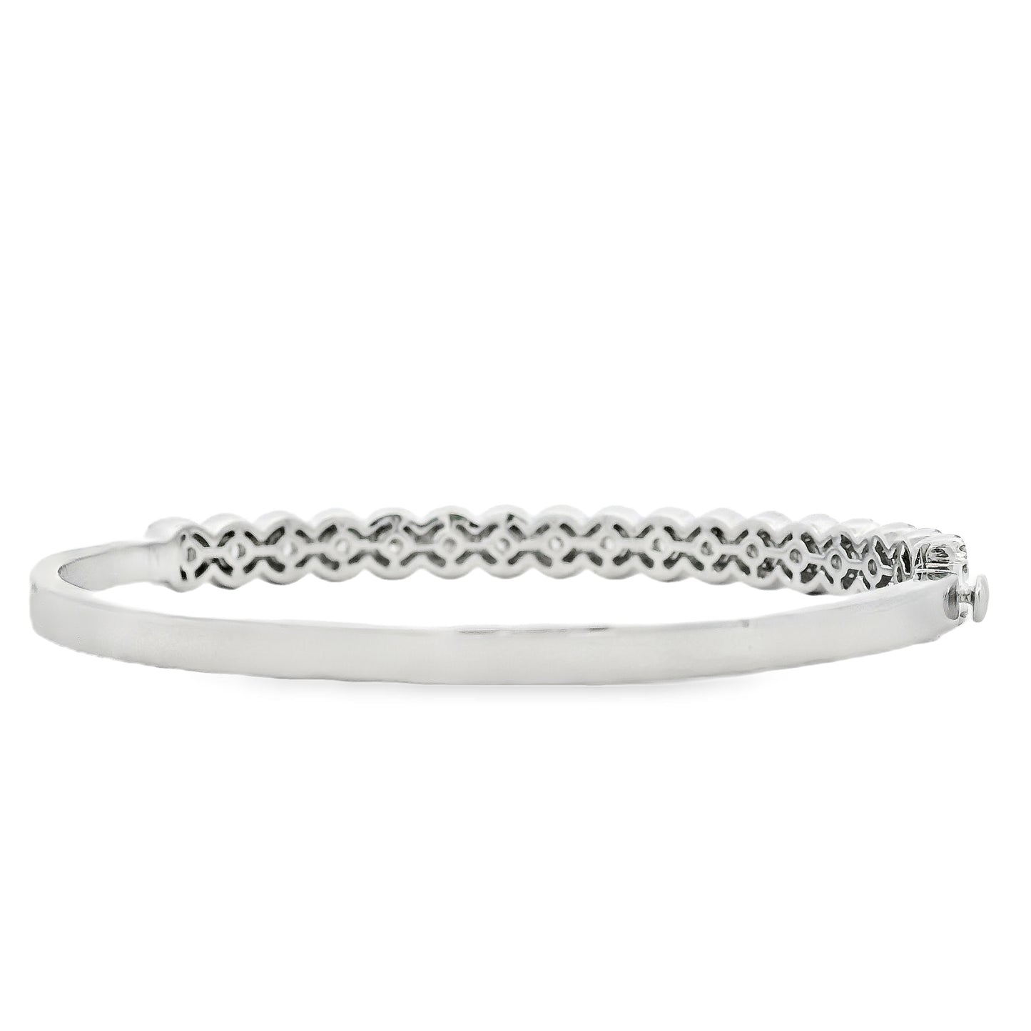 14k White Gold 2.79ctw Round Diamond Bangle Bracelet