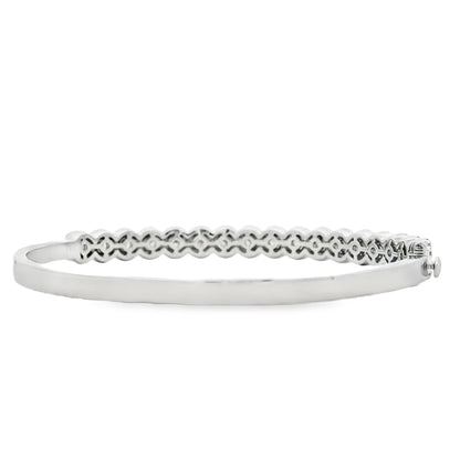 14k White Gold 2.79ctw Round Diamond Bangle Bracelet