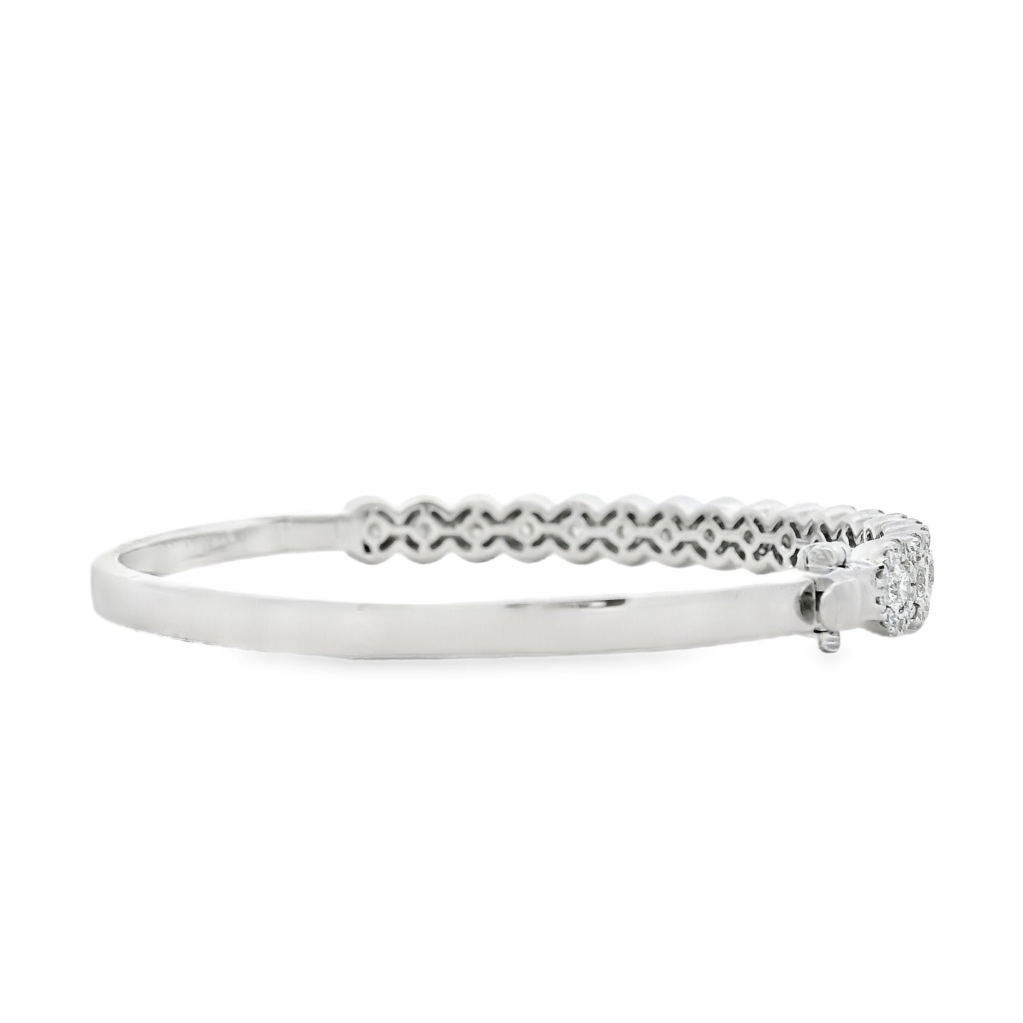 14k White Gold 2.79ctw Round Diamond Bangle Bracelet