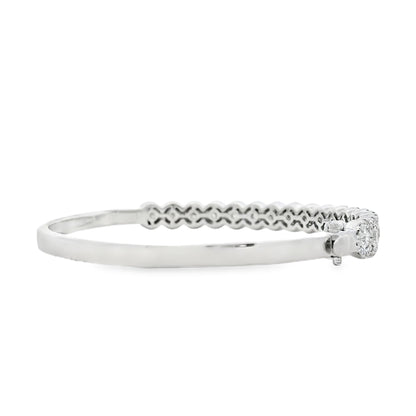 14k White Gold 2.79ctw Round Diamond Bangle Bracelet